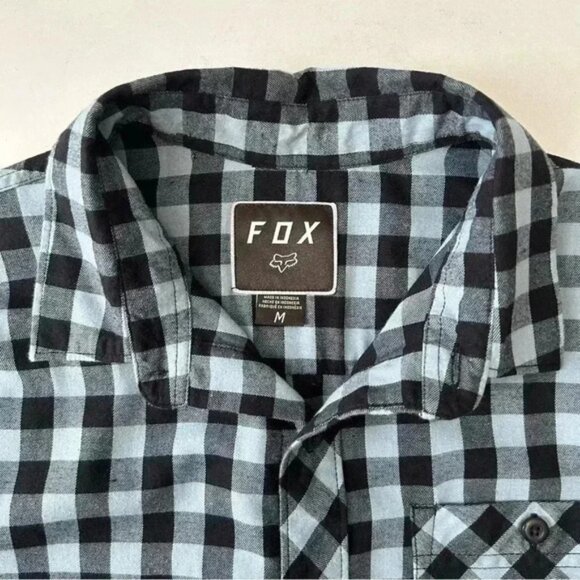 FOX Mens Shirt Troubled Mind Woven Short Sleeve Button Down Green Black Check M - Picture 9 of 14